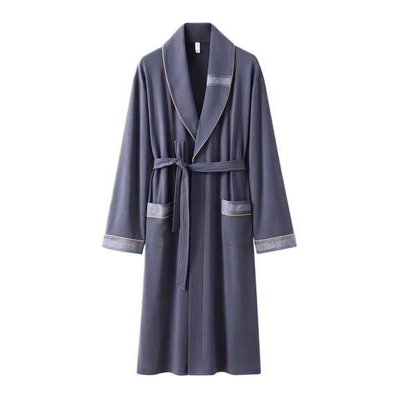100% Cotton Robe Spa Long Bathrobes Unisex Lightweight Full-Length Robe Dressing Gown Sleepwear,Mens Terry Cloth Bathrobe