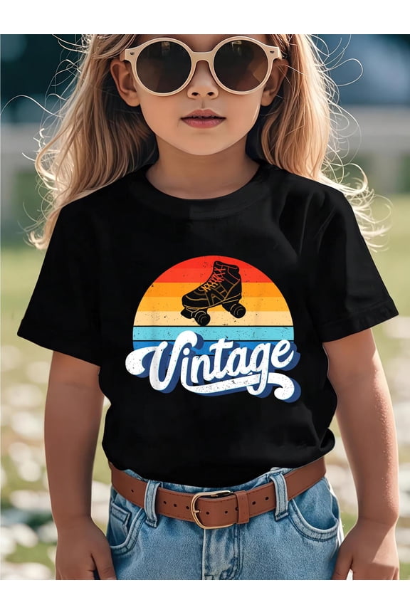 100% Cotton Roller Skater Shirt Kids Skating Disco T-Shirt Graphic T-shirts for girls