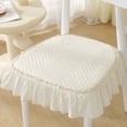 thumbnail image 1 of 100% Cotton Ruffled Chair Cushions, Dining Room Kitchen Chair Cover with Ruffle Skirt, Thick Farmhouse Square Chair Pads Non Slip Stool Mats for Banquet Hotel Wedding Party, 1 of 7