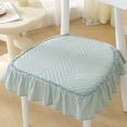 thumbnail image 1 of 100% Cotton Ruffled Chair Cushions, Dining Room Kitchen Chair Cover with Ruffle Skirt, Thick Farmhouse Square Chair Pads Non Slip Stool Mats for Banquet Hotel Wedding Party, 1 of 7