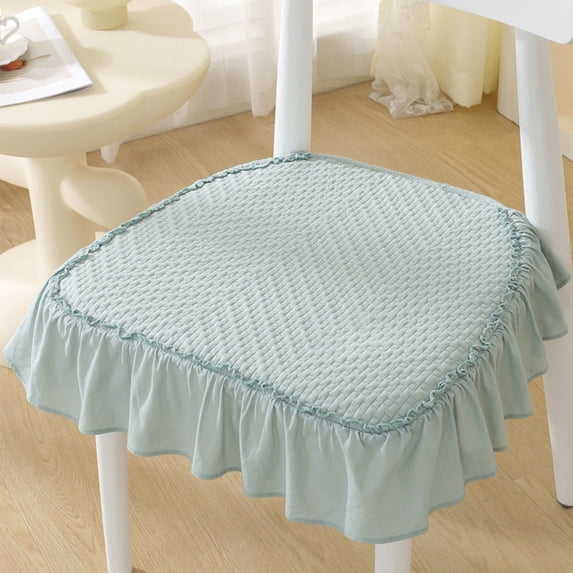 100% Cotton Ruffled Chair Cushions, Dining Room Kitchen Chair Cover with Ruffle Skirt, Thick Farmhouse Square Chair Pads Non Slip Stool Mats for Banquet Hotel Wedding Party