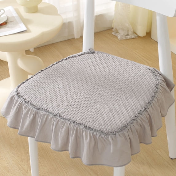 100% Cotton Ruffled Chair Cushions, Dining Room Kitchen Chair Cover with Ruffle Skirt, Thick Farmhouse Square Chair Pads Non Slip Stool Mats for Banquet Hotel Wedding Party