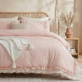 thumbnail image 1 of 100% Cotton Ruffled Comforter Set Queen, White Shabby Chic Farmhouse Bedding Set French Country Cute Comforter Set, 1 of 7