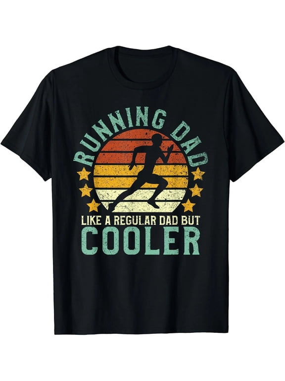 100% Cotton Running Dad Funny Graphic T-Shirt, Marathon Runner Father's Day Gift Tee, Fitness Jogging Short Sleeve Shirt, Casual Sports Apparel for Adult Men and Women