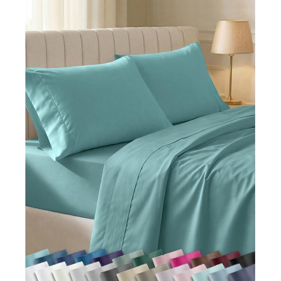 100% Cotton Sateen Twin Sheet Set 3 Pieces Teal