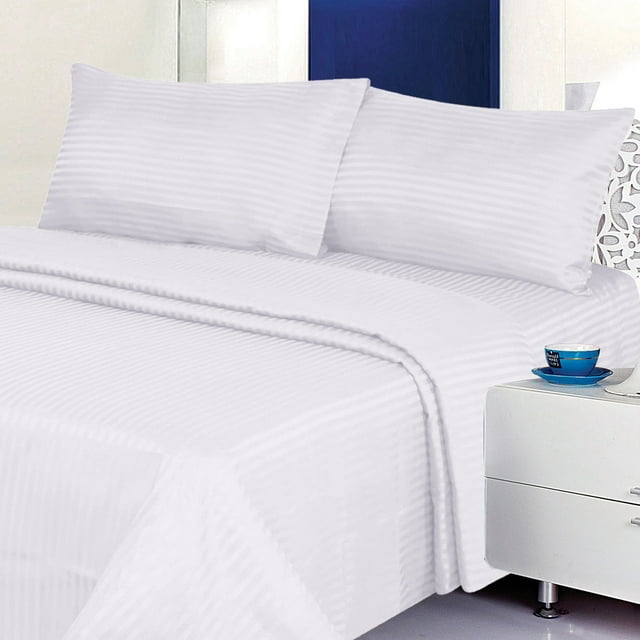 100% Cotton Satin Dobby Stripe Sheet Set- Assorted colors and sizes