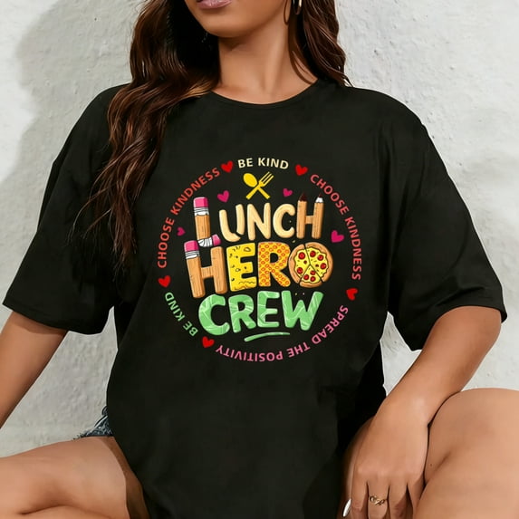 100% Cotton School Lunch Hero Squad Funny Cafeteria Workers Crew Lady T-Shirt