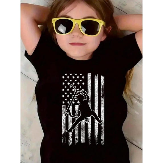 100% Cotton Scooter Stunt US Flag Retro Scooter Boys Kids T-Shirt Graphic T-shirts for girls