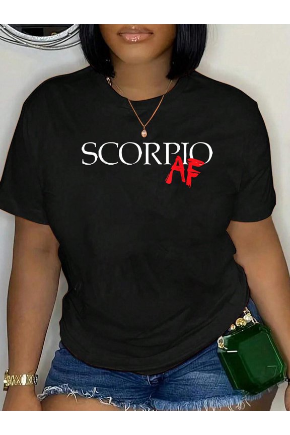 100% Cotton Scorpio AF Zodiac Star Sign Astrology Minimalist T-Shirt Women's Men's Graphic Tee Casual Tops