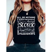 100% Cotton Scorpio Tee Shirt Zodiac Sign Birthday Gifts for Women Tops T-Shirt Womens Graphic Tee Casual Tops
