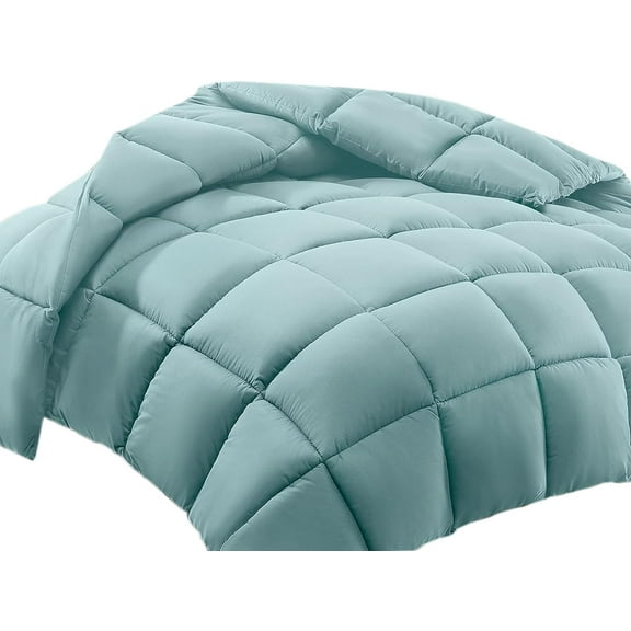 100% Cotton All Season 1pc Box Stitched Comforter, Duvet Insert Cover, Pattern Solid Aqua Blue Color Twin (66"x90") Size Machine Washable Lightweight