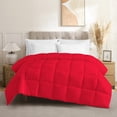 thumbnail image 1 of 100% Cotton All Season 1pc Box Stitched Comforter, Duvet Insert Cover, Pattern Solid Red Color Full (79"x90") Size Machine Washable Lightweight, 1 of 6