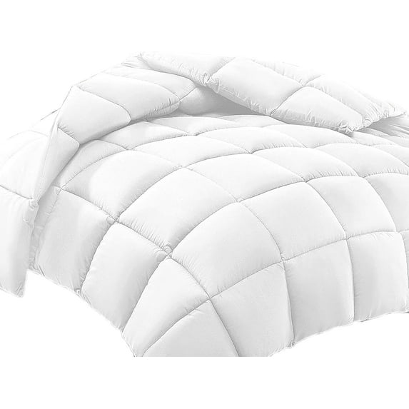 100% Cotton All Season 1pc Box Stitched Comforter, Duvet Insert Cover, Pattern Solid White Color Full (79"x90") Size Machine Washable Lightweight
