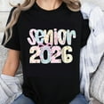 thumbnail image 1 of 100% Cotton Senior 2026 Graduation T-Shirt Floral Design Pink Bow Women's Black Tee Class Of 2026 Gift For Girls, 1 of 5