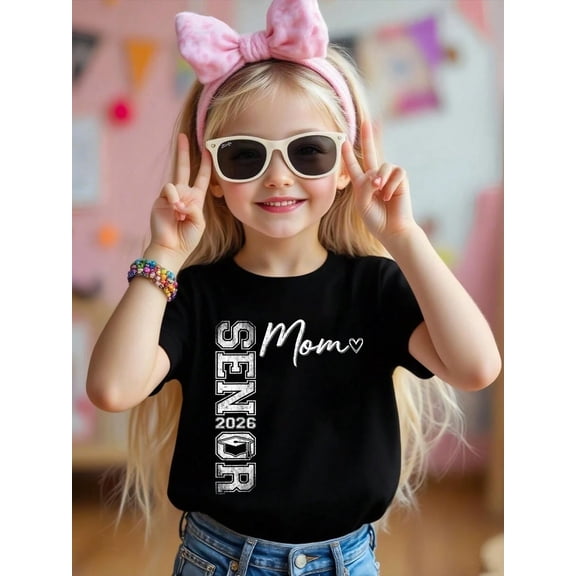 100% Cotton Senior Mom 2026 Graduate Mother Proud Mom Of A Class Of 2026 Kid T-Shirt Graphic T-shirts for boys and girls