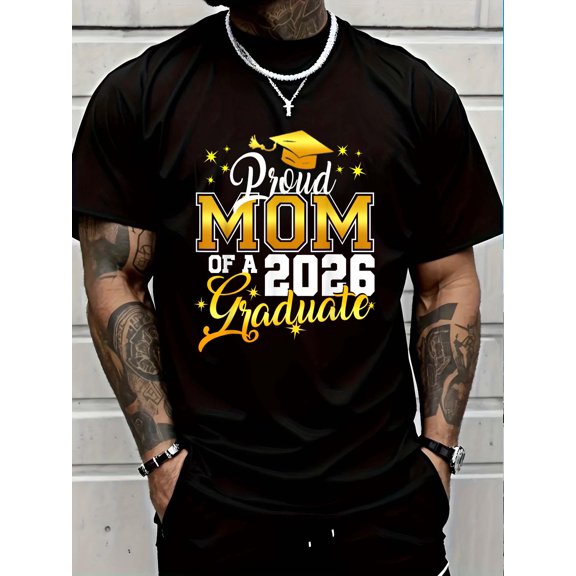 100% Cotton Senior Mom 2026 Graduation Proud mom of a 2026 graduate T-Shirt Graphic T-shirts for men and women