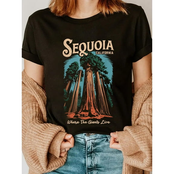100% Cotton Sequoia National Park California Giant Tree Outdoors T-Shirt