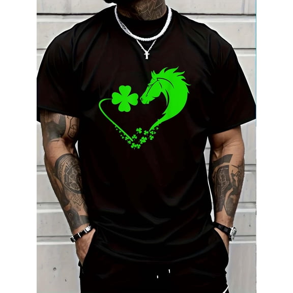 100% Cotton Shamrock Heart Horse-Clover St Patricks Day Women Girls T-Shirt Graphic T-shirts for men and women