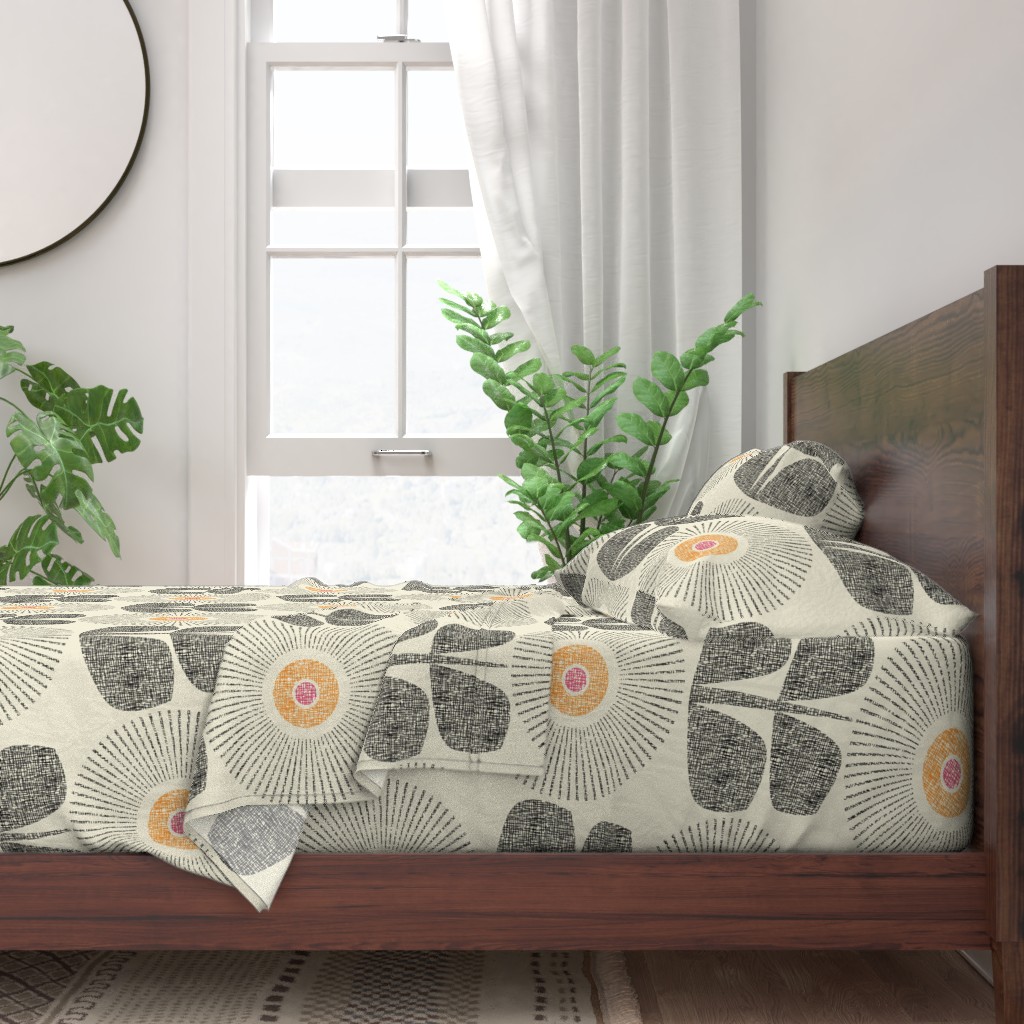 100 Cotton Sheets, California King 4pc Set Mid Century Modern Retro