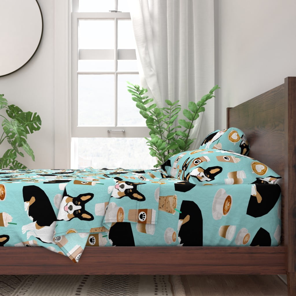 100 Cotton Sheets, Queen 4pc Set Tri Colored Coffees