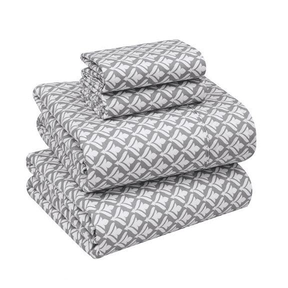 100% Cotton Sheets Queen Size Set, 4 Pieces, Soft & Breathable Percale Weave Bedding, Deep Pocket 16", Hotel Standard, Crisp Cool Feeling, Durable, Perfect Floral Sheet, Idiomatic Expression