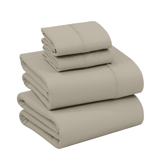 100% Cotton Sheets Queen Size Set, 4 Pieces, Soft & Breathable Weave Bedding, Deep Pocket 16", Hotel Standard, Crisp Cool Feeling, Durable, Perfect Dyed Bed Sheet, Taupe