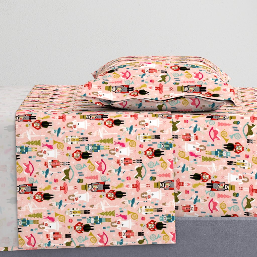 100 Cotton Sheets, Twin XL 3pc Set Ballet Blush Pink Christmas