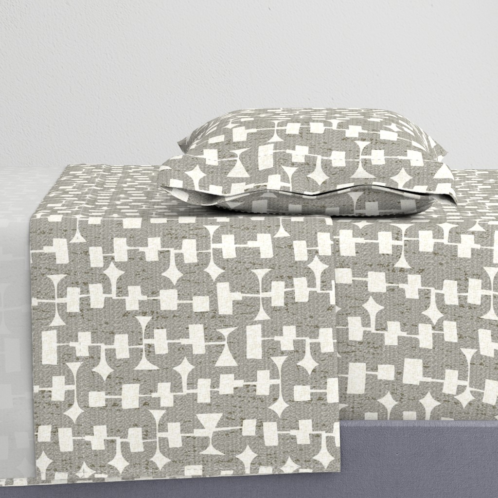 100 Cotton Sheets, Twin XL 3pc Set Beige Retro 50S Mid Century