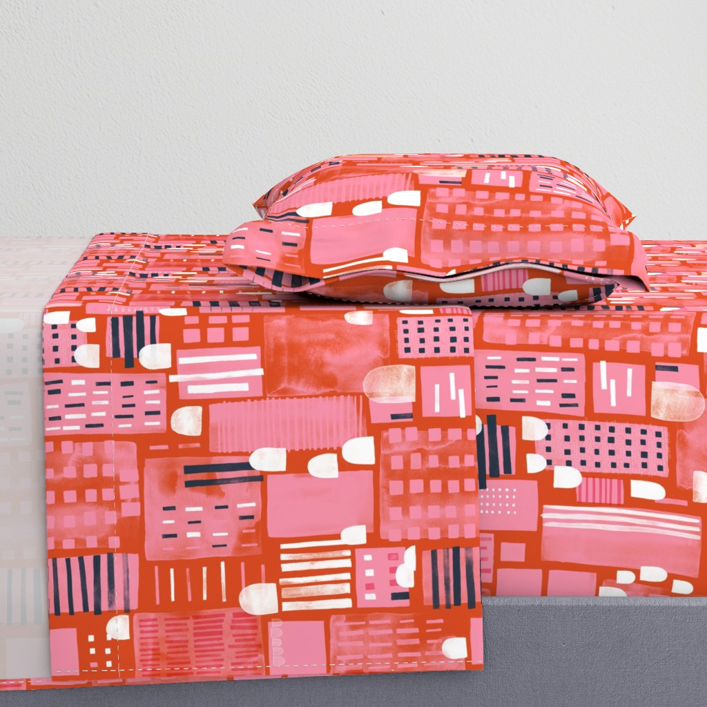 100 Cotton Sheets, Twin XL 3pc Set City Life Whimsical Watercolor