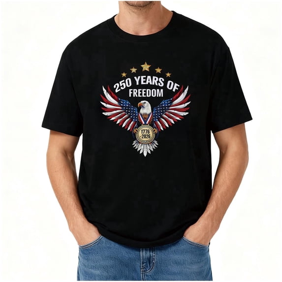 100% Cotton Shirt Black Bald Eagle usa 250th Anniversary Shirts for Celebrate 250th Anniversary of America Patriotic Shirts for Men Women
