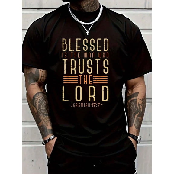 100% Cotton Shirt Black Bible Verse Christian God Savior Devotee Men Gift Jesus T-Shirt Men Shirt