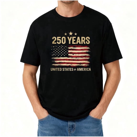 100% Cotton Shirt Black Retro usa 250th Anniversary Shirts for Celebrate 250th Anniversary of America 250 Years Patriotic Shirts for Men Women
