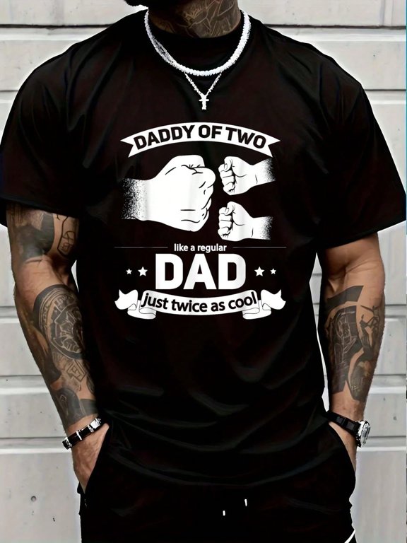 100% Cotton Shirt Dad Squared Fathers Day Dad Of Two Cool Daddy Of 2 T-Shirt