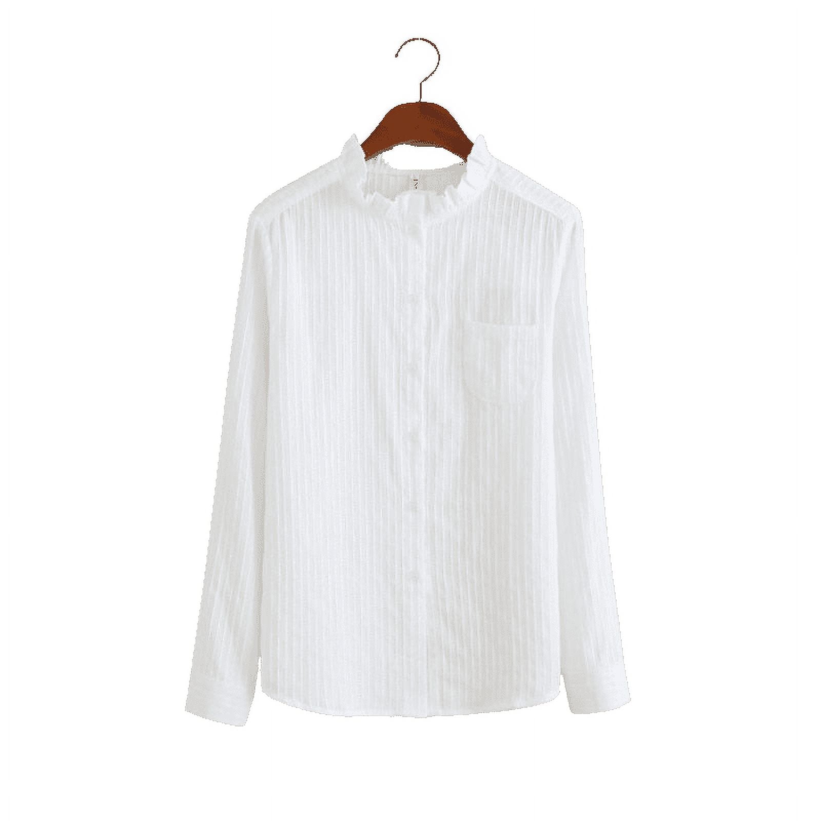 100% Cotton Shirt White Blouse Spring Autumn Blouses Shirts