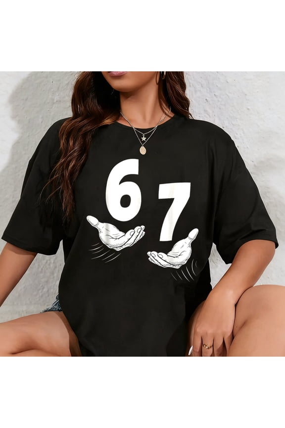 100% Cotton Six Seven 67 6 7 Kids 67 Teen Boys 6 7 Meme Hands Funny T-Shirt