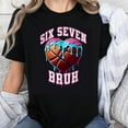 thumbnail image 1 of 100% Cotton Six Seven Bruh Basketball Heart Drip Design Tee Shirt Women Casual Fun Graphic T-Shirt Trendy Streetwear Fashion Top, 1 of 5