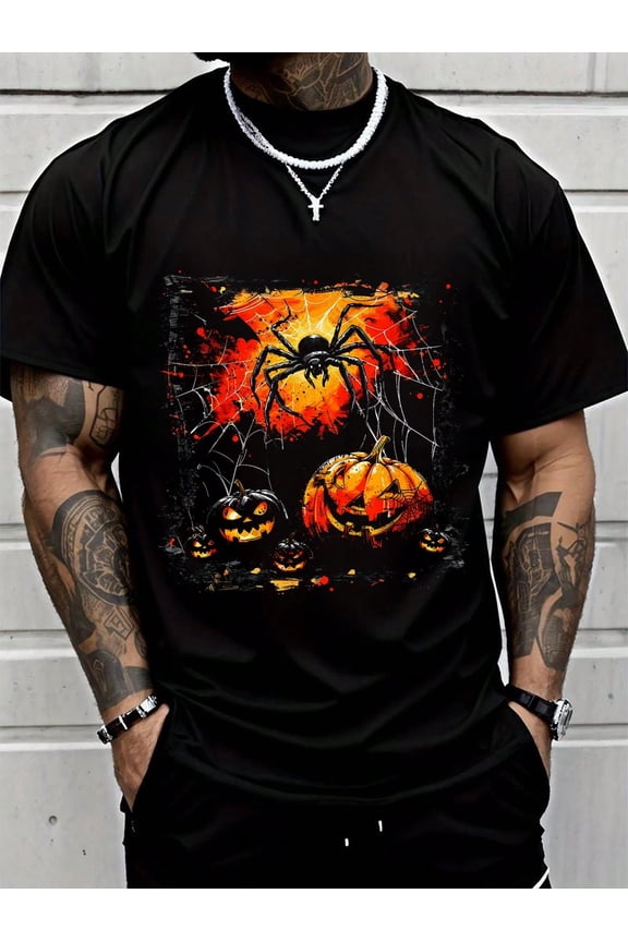 100% Cotton Smoking Skull Cowboy,Cotton,Black T-Shirt,Casual,Daily Wear,Party,Outdoor Activities,Hangout With Friends Street Hip-Hop Style Men's T-Shirt