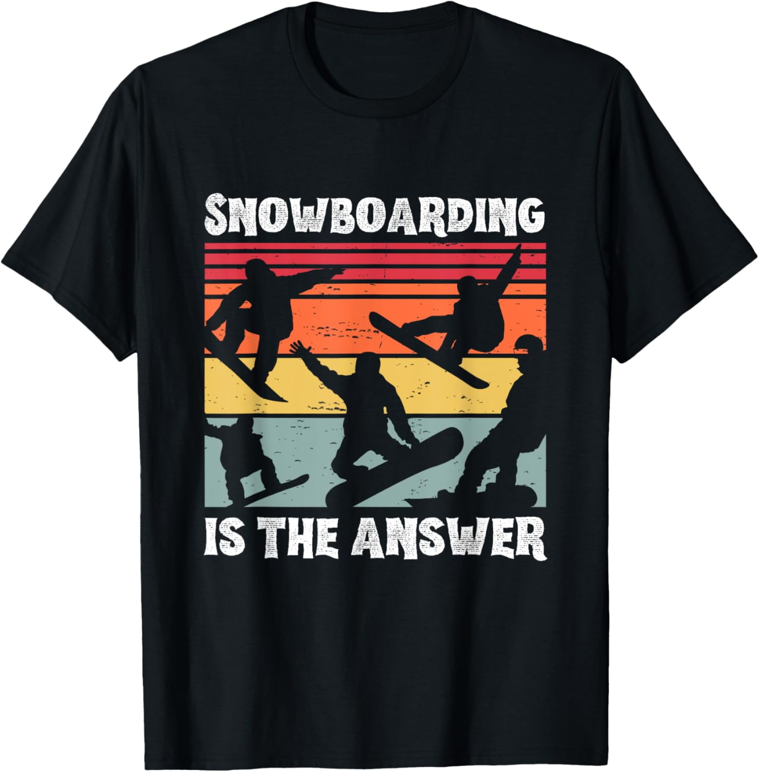 100 Cotton Snowboarding Is The Answer Retro Vintage Snowboarder TShirt