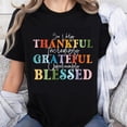 thumbnail image 1 of 100% Cotton So Very Thankful Incredibly Grateful Unbelievably Blessed Rainbow Graphic T-Shirt for Women Casual Autumn Top, 1 of 5
