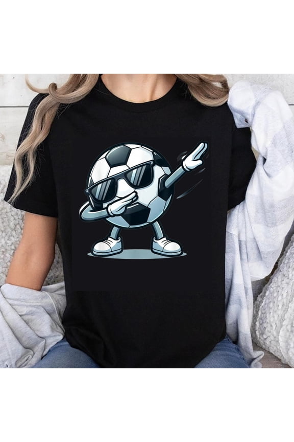 100% Cotton Soccer Ball Dabbing With Sunglasses T-Shirt