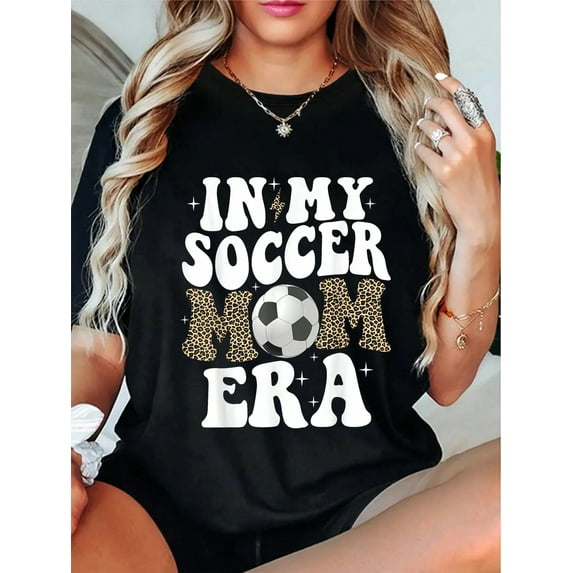 100% Cotton Soccer Mom Shirt Women Leopard In My Soccer Mom Era T-Shirt