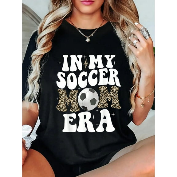 100% Cotton Soccer Mom Shirt Women Leopard In My Soccer Mom Era T-Shirt