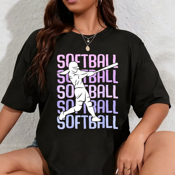 100% Cotton Softball Girls Women Kids Youth Girl T-Shirt