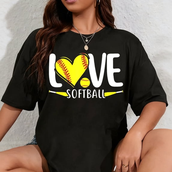 100% Cotton Softball Lover Girl Player Shirts for Teen Girls and Women T-Shirt