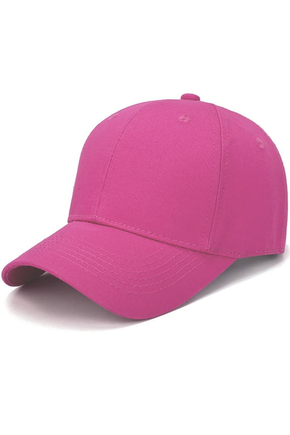 100% Cotton Solid Blank Baseball Cap, Adjustable Dad Hat for Men and Women, Classic Peaked Sun Hat for Outdoor Sports and Daily Wear Hot Pink