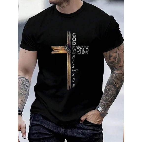 100% Cotton Son of God Jesus Christ Cross Christian 9 John 3 16 T-Shirt