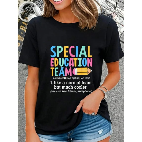 100% Cotton Special Education Team Definition Retro Ed Team Crew Teacher T-Shirt