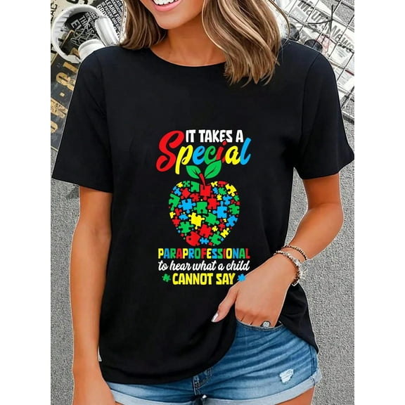 100% Cotton Special Paraprofessional Autist Awareness Autistic Teacher T-Shirt