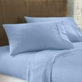 thumbnail image 1 of 100% Cotton Split Queen Sheets 30" x 80" for Adjustable Bed - 500 Thread Count 5 PC Sateen Sheet Set - Soft, Cooling Cotton Sheets - 15" Inch Deep Pocket Sheets (Light Blue Stripe), 1 of 5