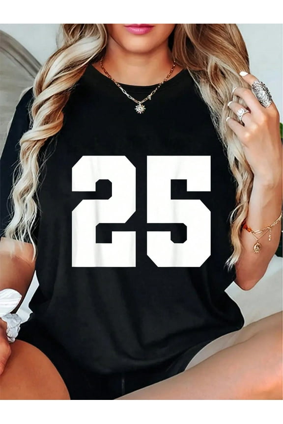 100% Cotton Sports Team Jersey Number Birthday Clothing Number 25 T-Shirt
